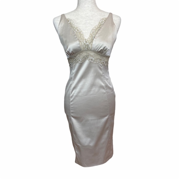 Champagne slip dress made in Paris by E&L NWOT - Picture 1 of 6
